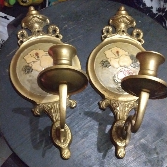 Vintage Brass candle wall holders - Picture 2 of 6